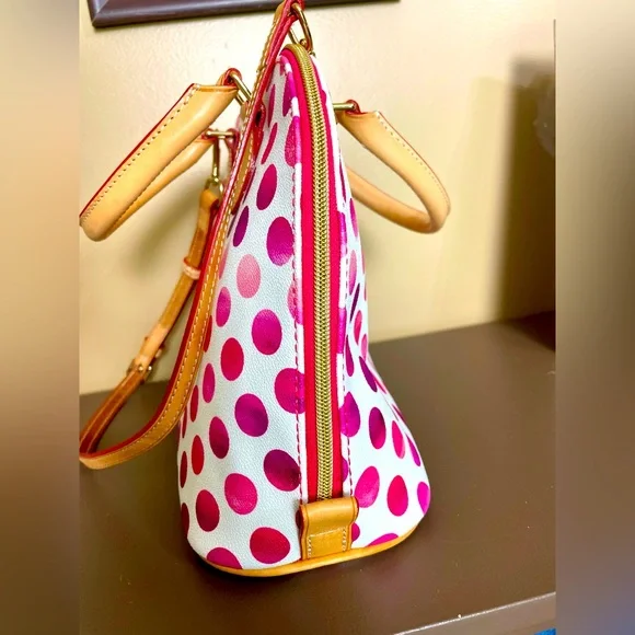 Dooney & Bourke Kendall Pink and Red Polka Dot Satchel - Picture 7 of 14